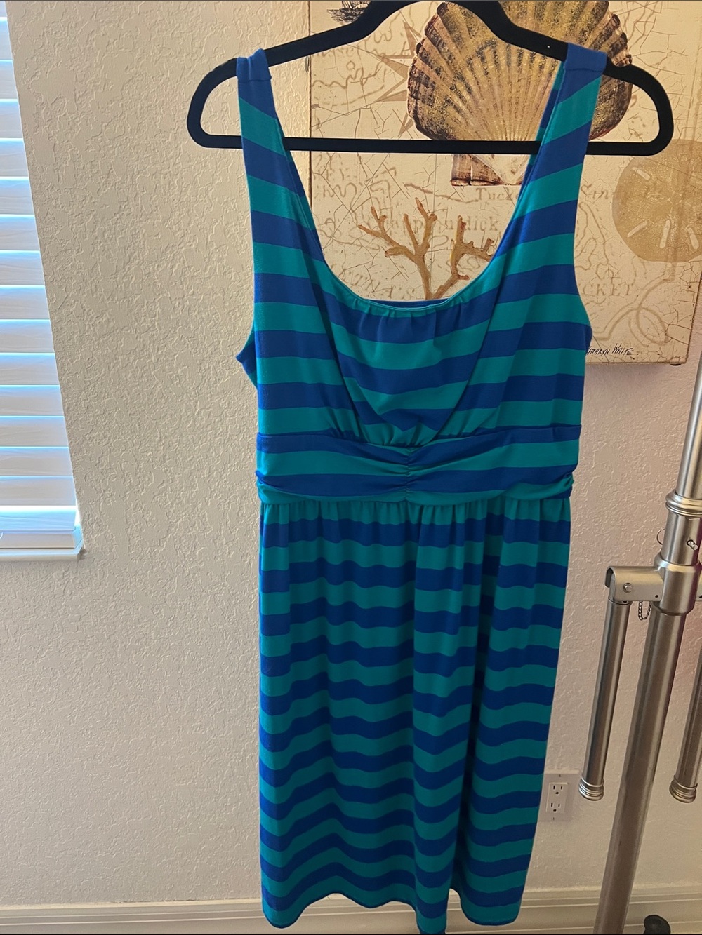 Faded Glory Blue and Teal Striped Knit Dress